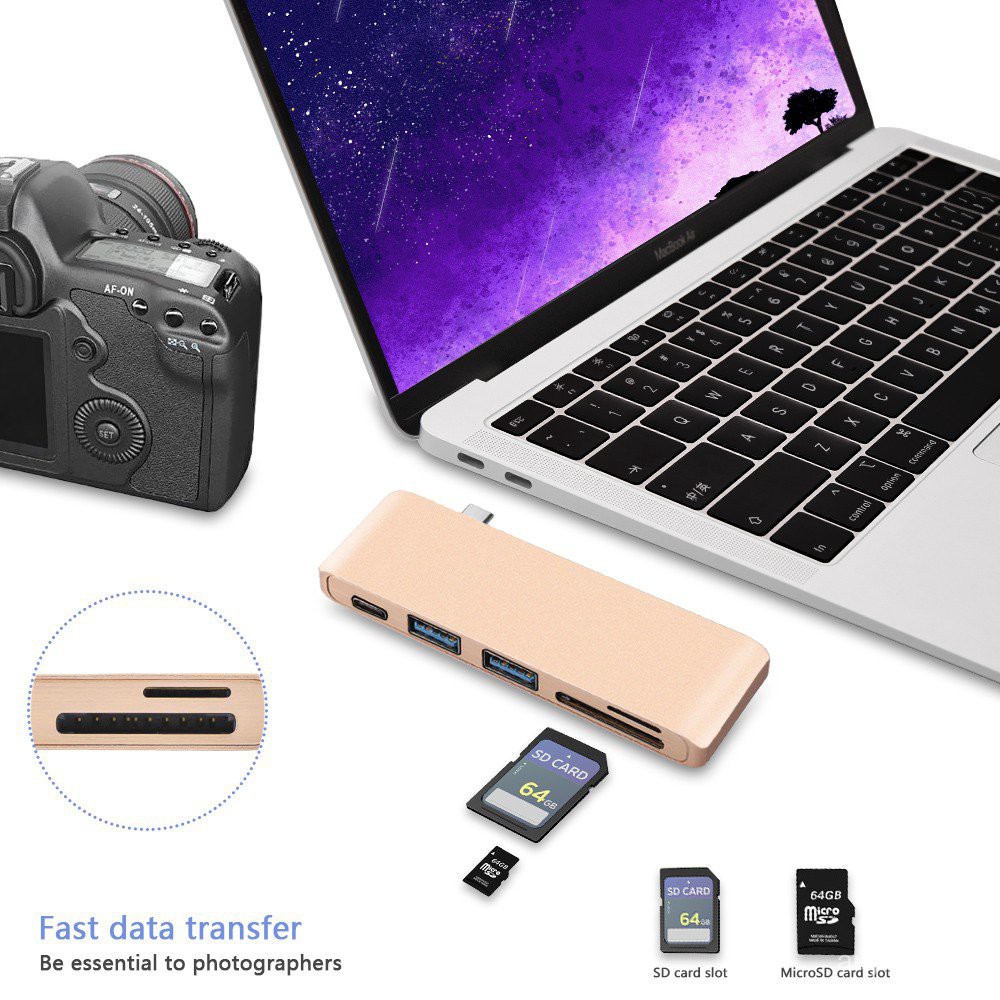 【Tất Cả Đều Tại Chỗ】Hub chuyển đổi đọc thẻ Type C sang USB 3.0 Cho MacBook Pro 13 15 Mac Air 13.3 A1932 2018 2019 A2159  | BigBuy360 - bigbuy360.vn