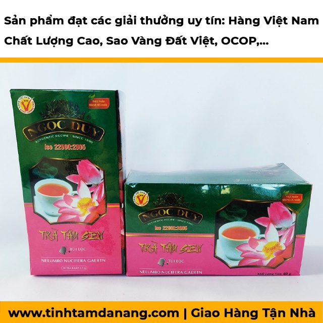 Trà tâm tim sen túi lọc Ngọc Duy sấy khô hộp 40gr 20 túi lọc Tịnh Tâm cao cấp giúp dễ ngủ và ngủ ngon giấc