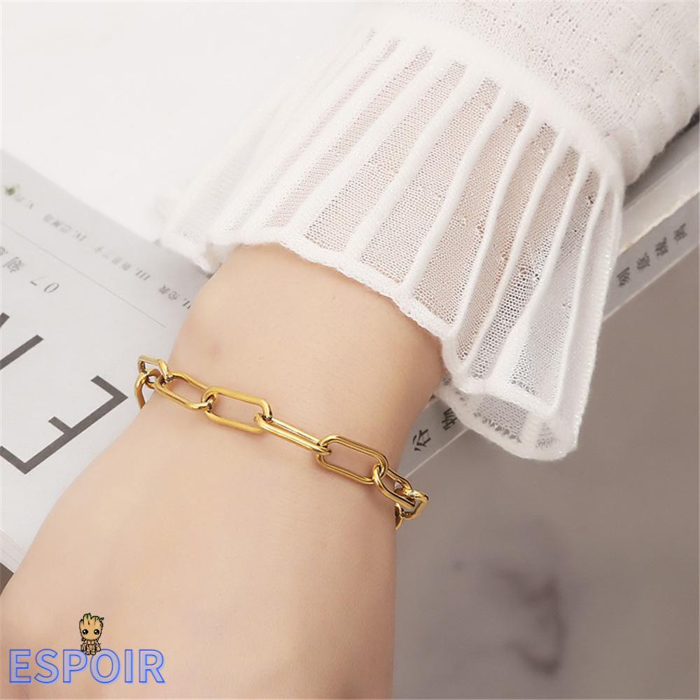 Vòng Tay Dây Xích Bản Rộng Mạ Vàng / Bạc Thời Trang Cho Nữ