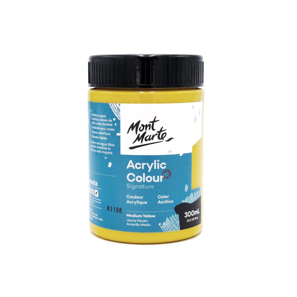 Màu Acrylic Mont Marte 300ml - Medium Yellow - Acrylic Colour Paint Signature 300ml (10.1oz) - MSCH3004