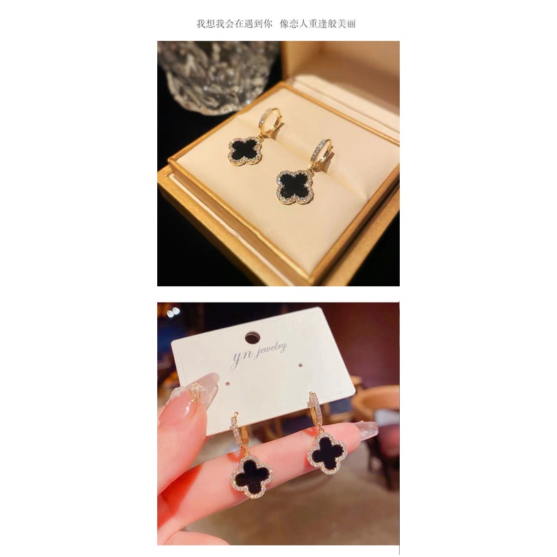 Bông Tai Hình Cỏ Bốn Lá Đính Đá Lấp Lánh 2022