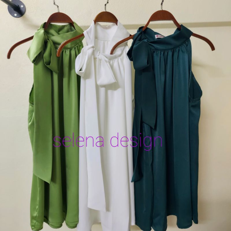 Áo lụa cổ yếm thắt nơ mã AQ9