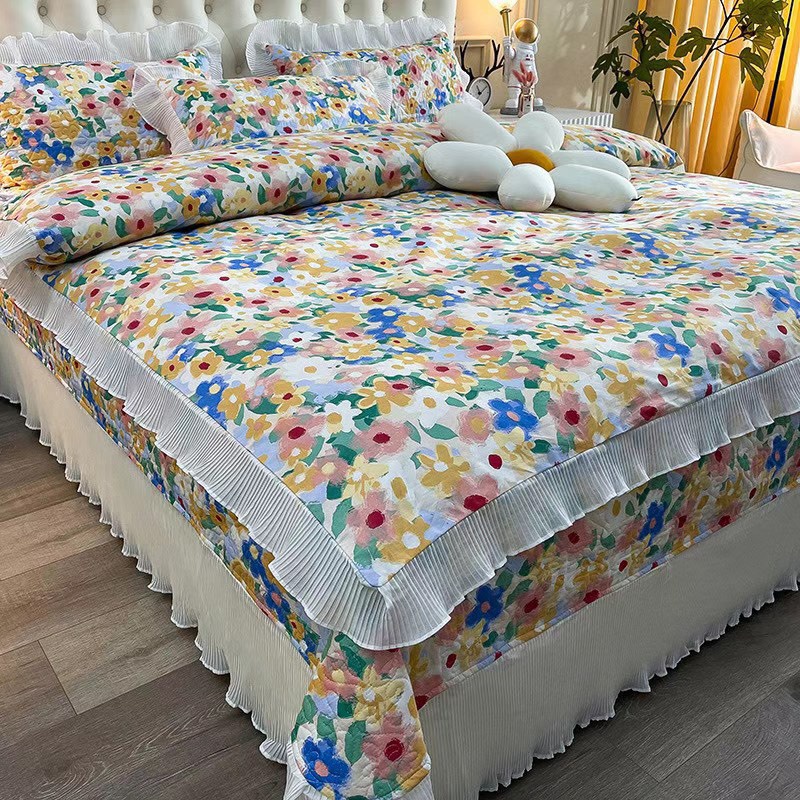 [Ship Hỏa Tốc] Set Chăn Ga Gối Hàn Quốc Bộ 4 Món Chất Liệu Trần Bông Họa Tiết Mộng Mơ | BigBuy360 - bigbuy360.vn