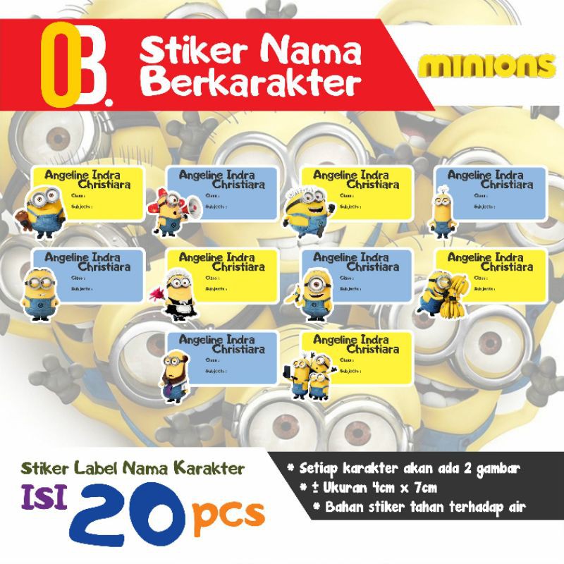 Nhãn Dán Tên In Hình Các Nhân Vật Bt21 / Minions / Người Nhện