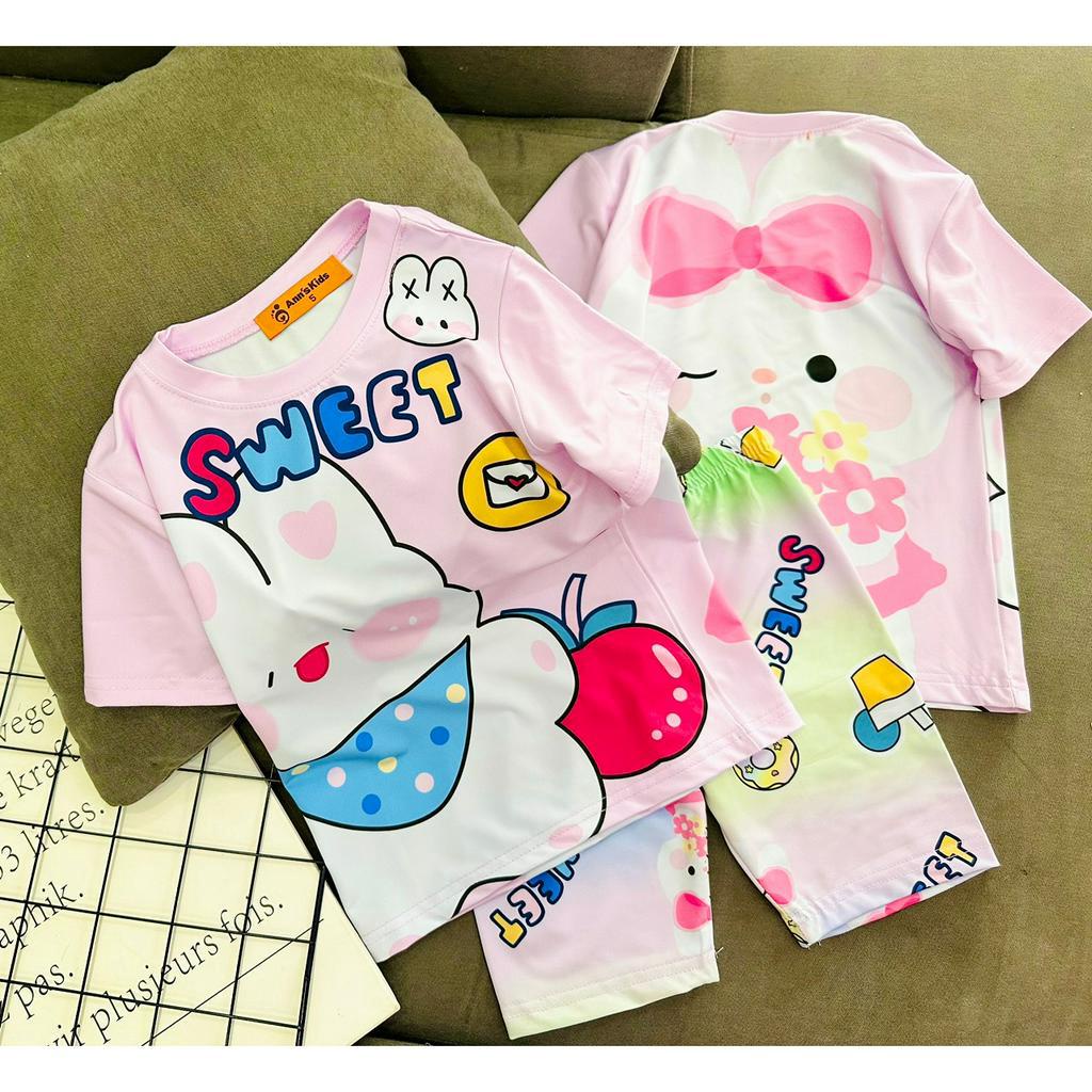 Bộ ngố tay ngắn quần đùi lửng thun lạnh 3D loại 1 AnnKid's siêu đẹp cho bé gái size từ 11 đến 23kg - pikakids