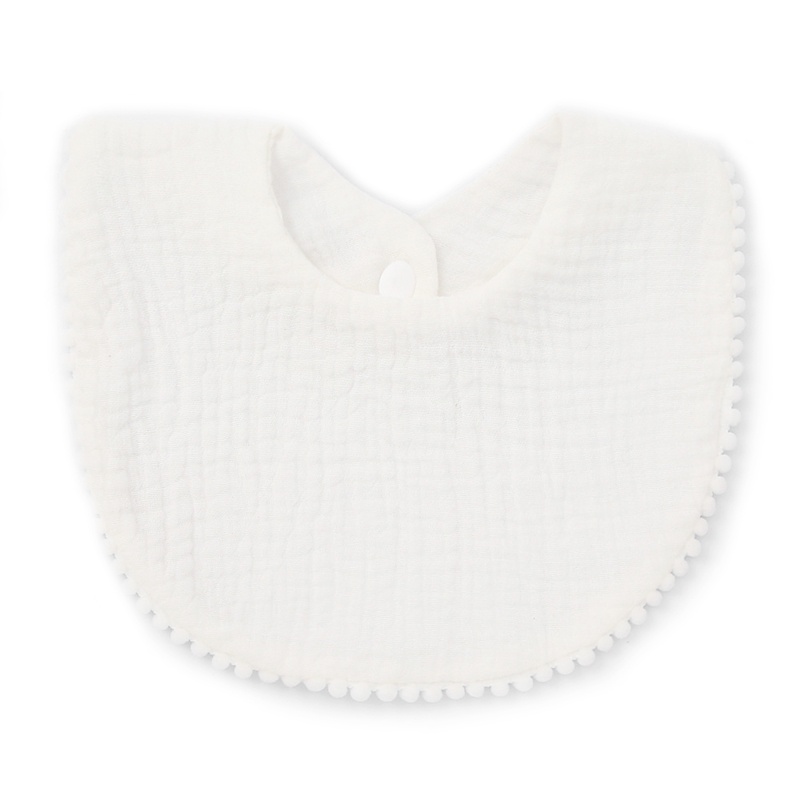 Yếm Ăn Màu Trơn Viền Ren Nhún Bèo Dễ Thương Cho Bé Sơ Sinh Mọc Răng