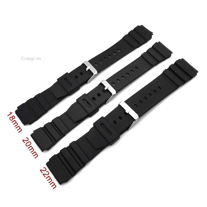 (Shop Crazyi) Dây Đeo Nhựa Cho Đồng Hồ Thể Thao (18/20/22mm)