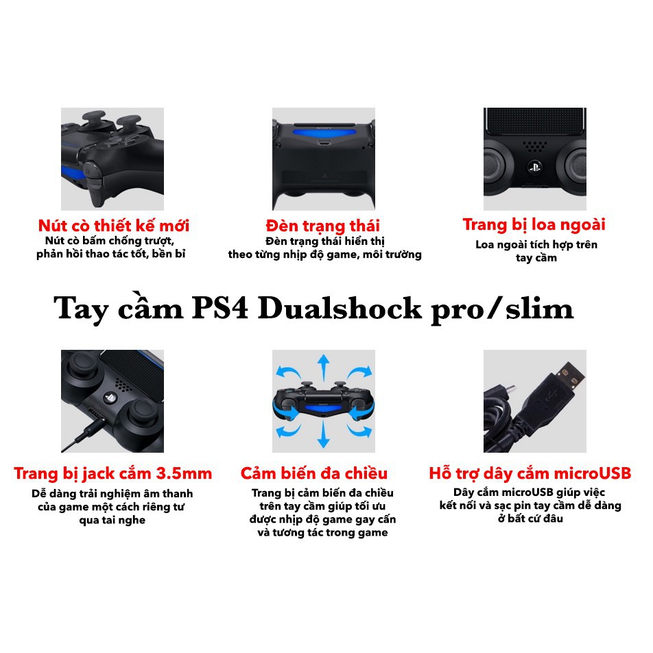 【Tay cầm chơi game】Tay cầm Ps4 slim/Pro chính hãng nhiều màu, tay cầm chơi game ps4 dualshock Bàn di chu