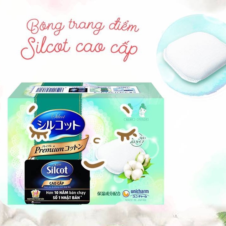 Bông Tẩy Trang - Bông trang Điểm Cao Cấp Silcot Premium Unicharm 66 Miếng