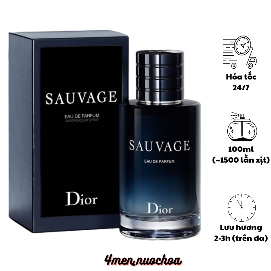 Nước hoa nam Sauvage EDT dầu thơm nam tính 100ml lịch lãm cuốn hút_ 4 Men