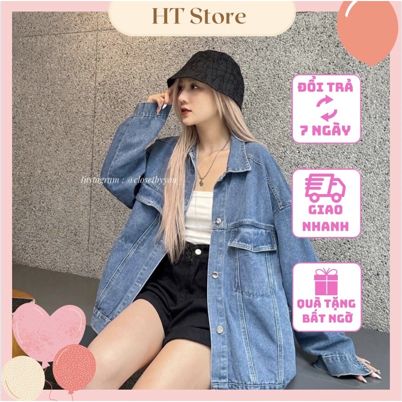 Áo Khoác Jeans UNISEX Nam Nữ, Khoác Jeans Cặp Form Rộng