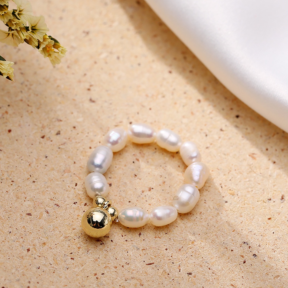 Nhẫn Đính Đá Zircon / Đồng / Ngọc Trai Hình Trái Tim / Ngôi Sao Thời Trang Hàn Quốc Cho Nữ