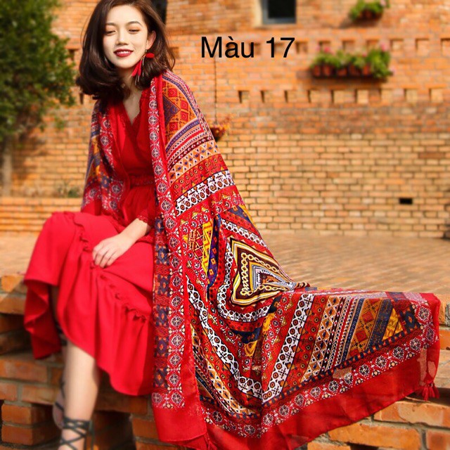 Khăn choàng đi biên boho đi biển phong cách vintage