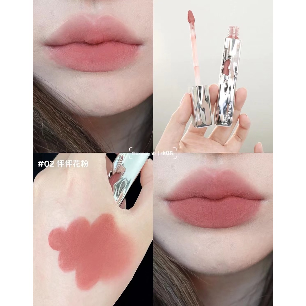 Son Kem Màu Nhung Lì Trái Tim Hoa Nhỏ Màu Trắng Cho Nữ Niche