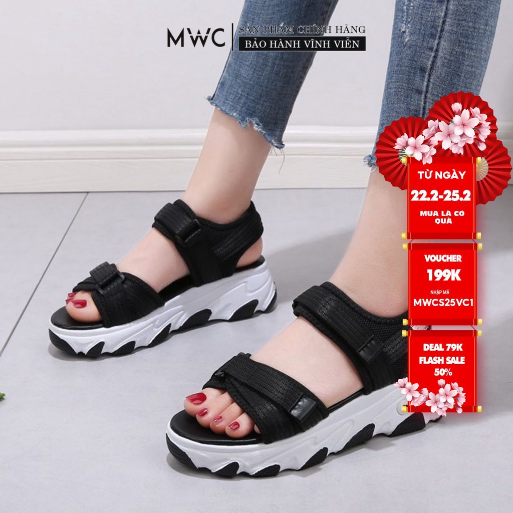 GIÀY SANDAL NỮ MWC -GIÀY SANDAL QUAI CHÉO CHỮ X ĐẾ CAO PHỐI CHỮ NĂNG ĐỘNG - NUSD- 2757