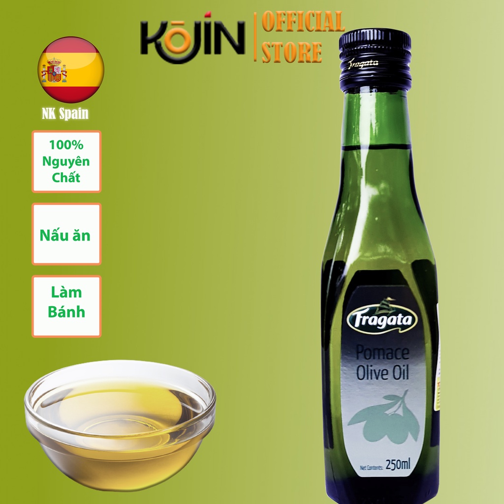 Dầu Olive Kojin Dầu Oliu Nguyên Chất Dùng Nấu Ăn Làm Bánh Chai Thủy Tinh 250ml