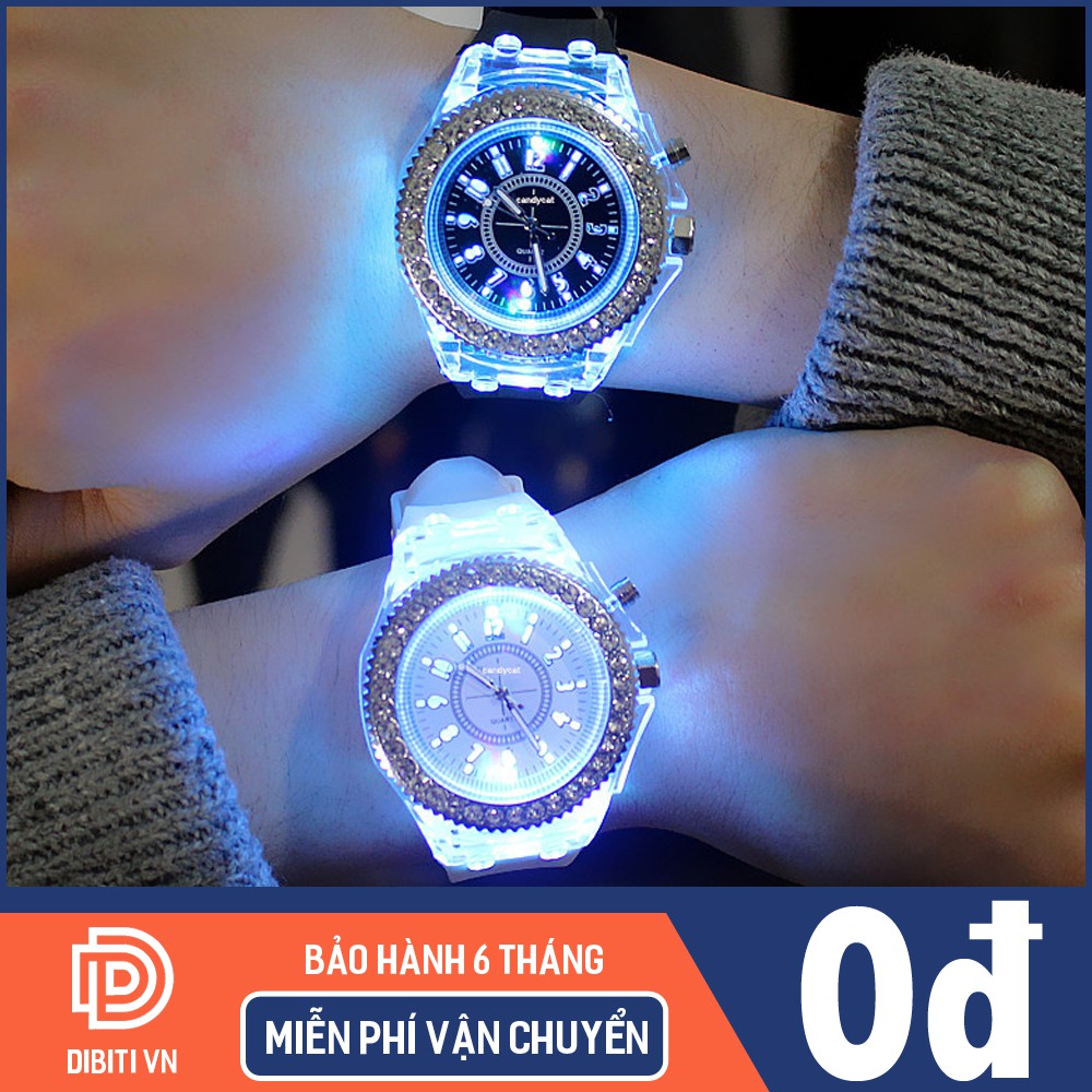 (Giá sỉ) Đồng hồ cặp đôi nam nữ led phát sáng 7 màu C119, dây cao su bền bỉ, máy chạy 3 kim, bảo hành 6 tháng | BigBuy360 - bigbuy360.vn