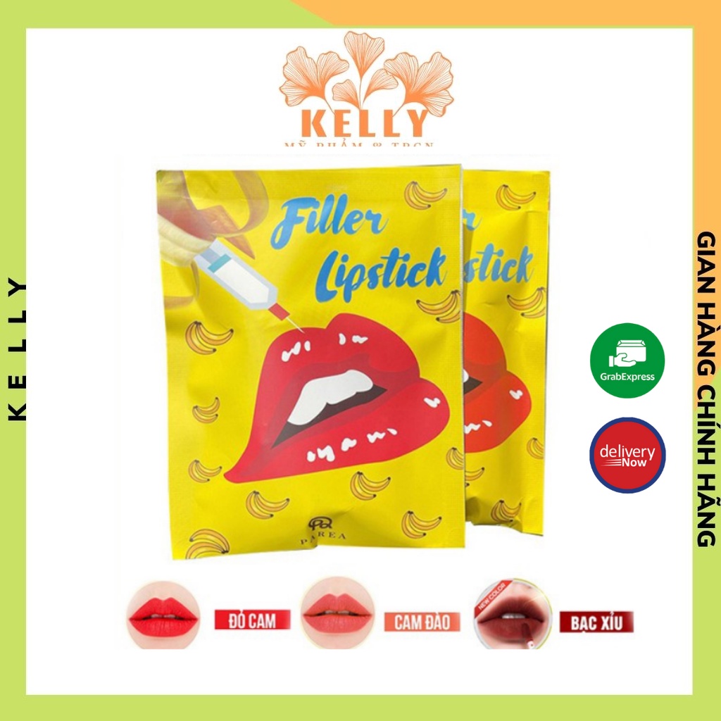 Son Chuối Banana Filler Lipstick Collagen Dưỡng Môi,Kh.ử Thâm Môi,Xóa Nhăn,Ủ Môi Căng Mọng, Tặng 1 Son Kem Siêu Lì PAREA