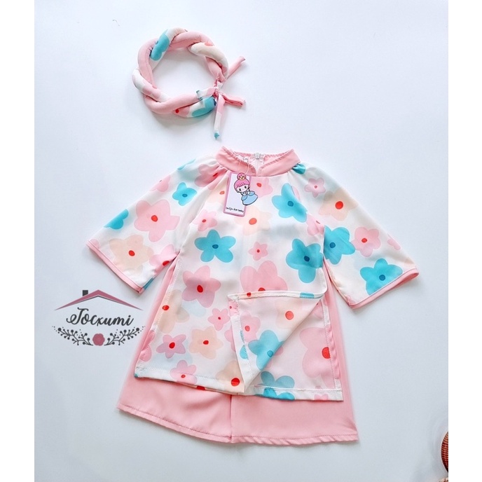 Set áo dài cách tân hoa đào ngọt ngào siêu iu mát mịn - Tocxumi