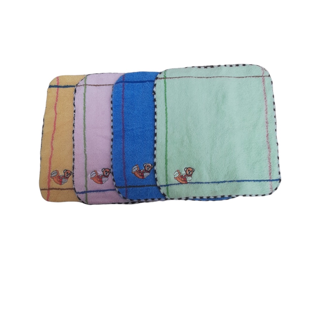 Khăn mặt cotton 100%, 25cmx25cm mềm mịn an toàn cho bé yêu, thêu chữ dễ thương