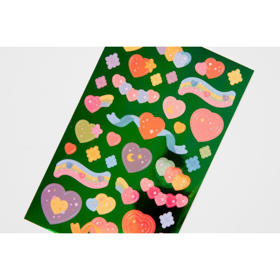 Set 2 Tấm Sticker ARTBOX Hàn Quốc Hình Trái Tim Phủ Màu Cực Quang Sáng Tạo