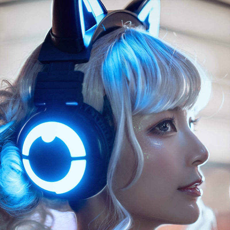 Tai nghe tai mèo Demon Dance YOWU cat ear headphone phiên bản Elf Black