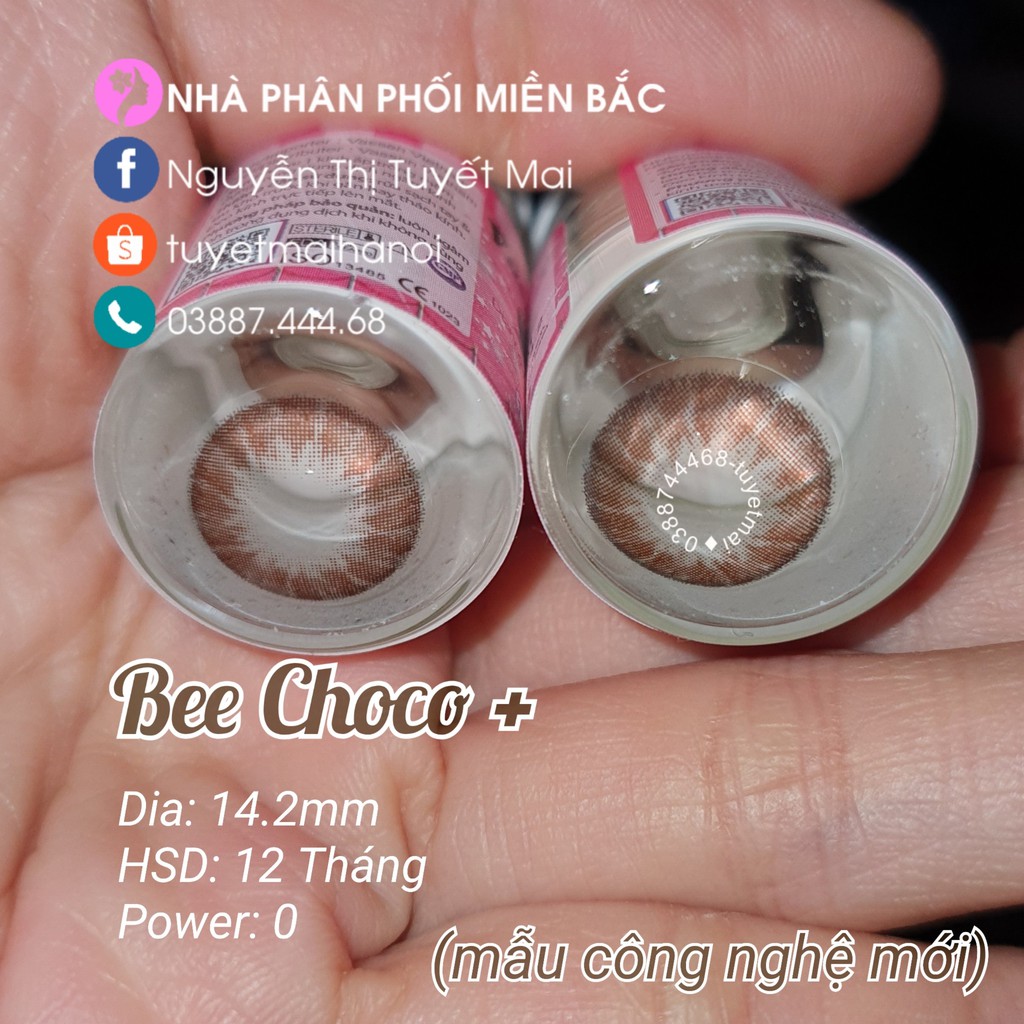 [ Ảnh Thật ] Lens Màu Nâu Tự Nhiên Siêu Êm Siêu Mềm Bee Choco 14.2mm - Kính Áp Tròng Hàn Quốc Vassen Sexy Me