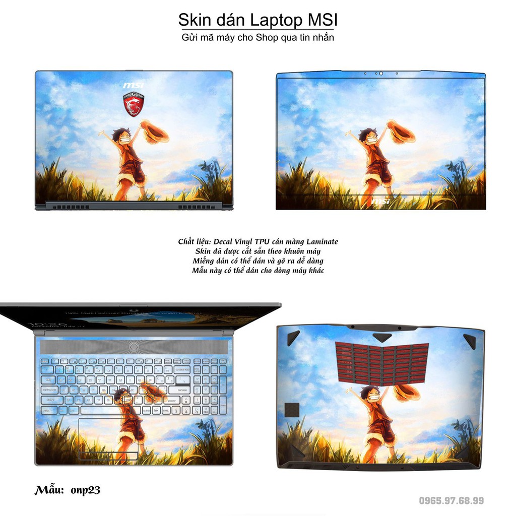 Skin dán Laptop MSI in hình One Piece _nhiều mẫu 21 (inbox mã máy cho Shop)