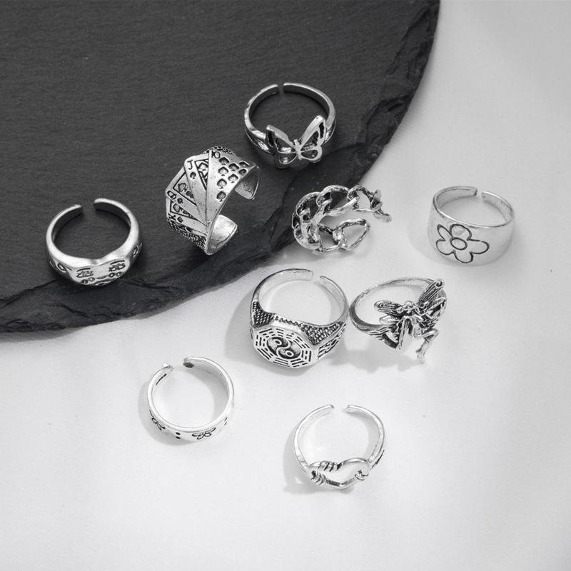 Set 9 nhẫn đeo khớp ngón tay hình bướm thời trang