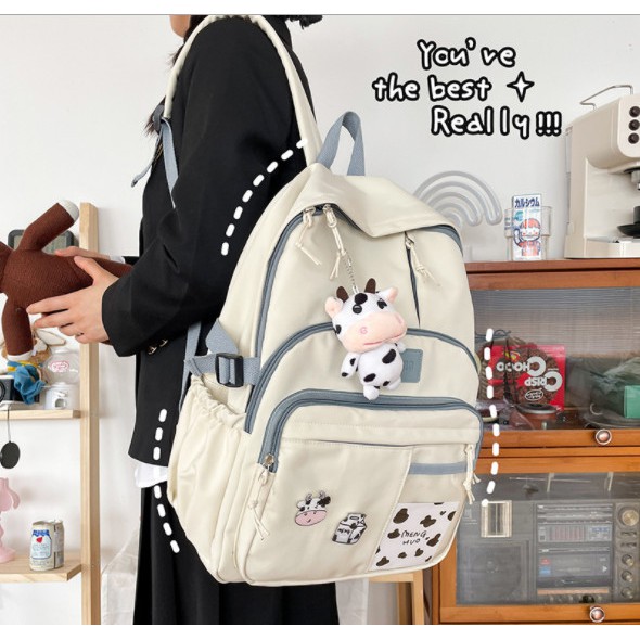 Balo ulzzang nam nữ đi học chống thấm nhiều ngăn bò sữa giá rẻ BAG U BO3N