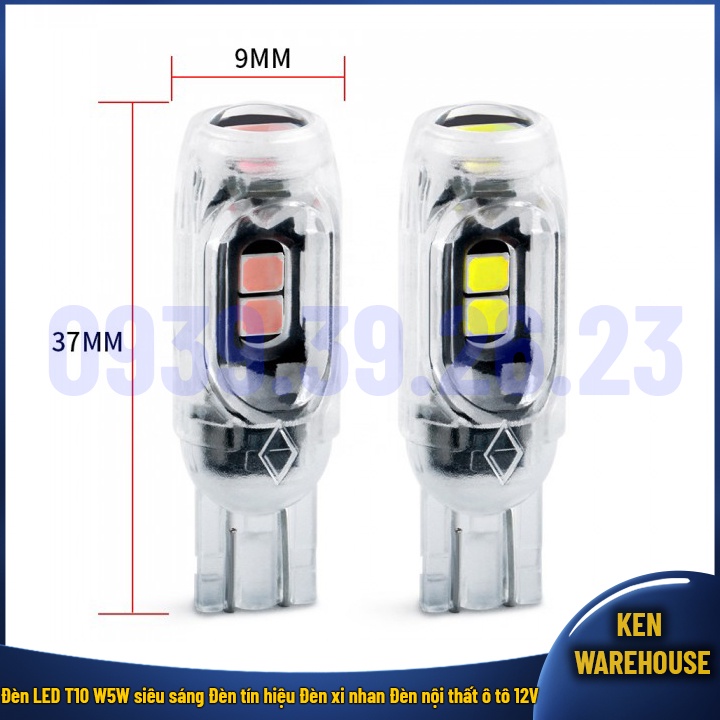 Đèn LED T10 W5W siêu sáng Đèn xi nhan Đèn tín hiệu Đèn nội thất ô tô xe máy mô tô 12V - GIÁ 01 BÓNG - KEN warehouse