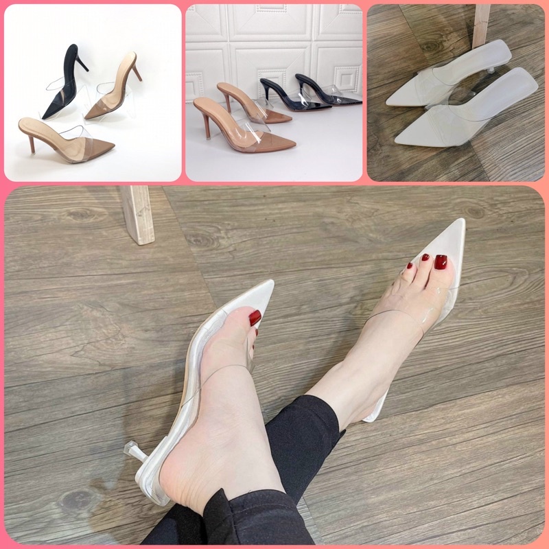 Giày cao gót nữ quai ngang trong