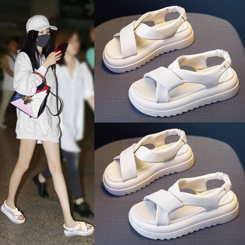 ✨Giày Sandal Đế Dày 4cm Tăng Chiều Cao 4cm Phong Cách Roman Thời Trang Mùa Hè 2022 Cho Nữ