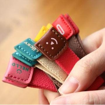 Miếng buộc dây cáp bằng da hình mặt cười dễ thương
