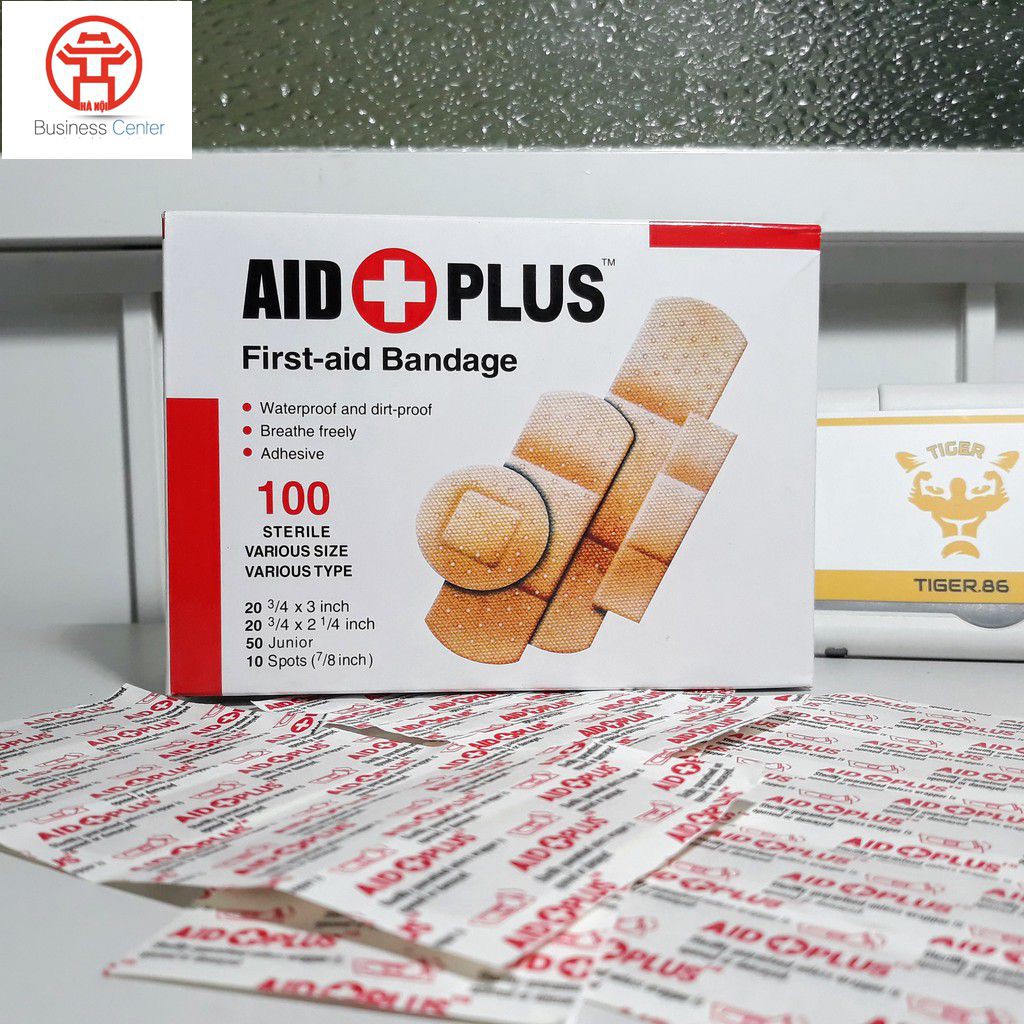 Hộp 100 miếng dán vết thương AID FIRST. Hộp urgo, hộp băng gạc y tế