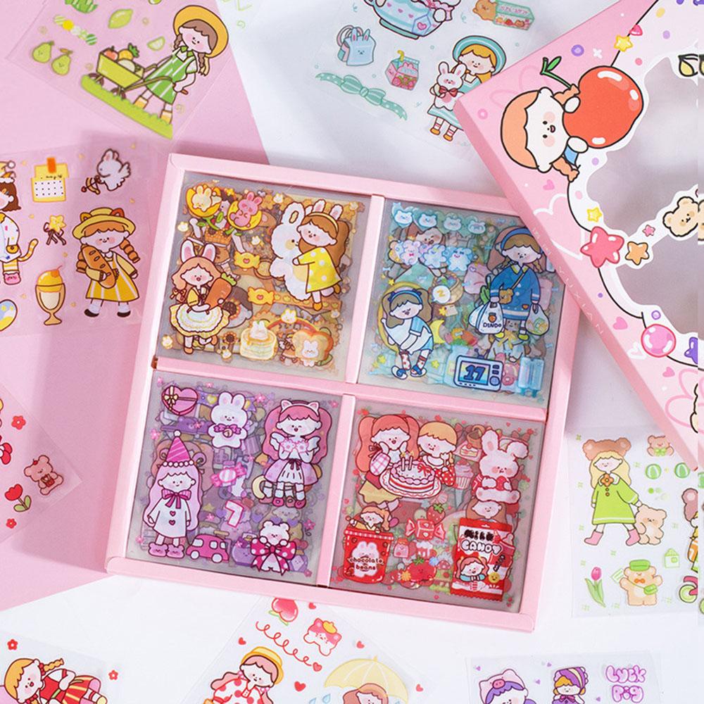 PEWANY Hộp 100 Nhãn Dán Hoạt Hình Dễ Thương Trang Trí Sổ Tay