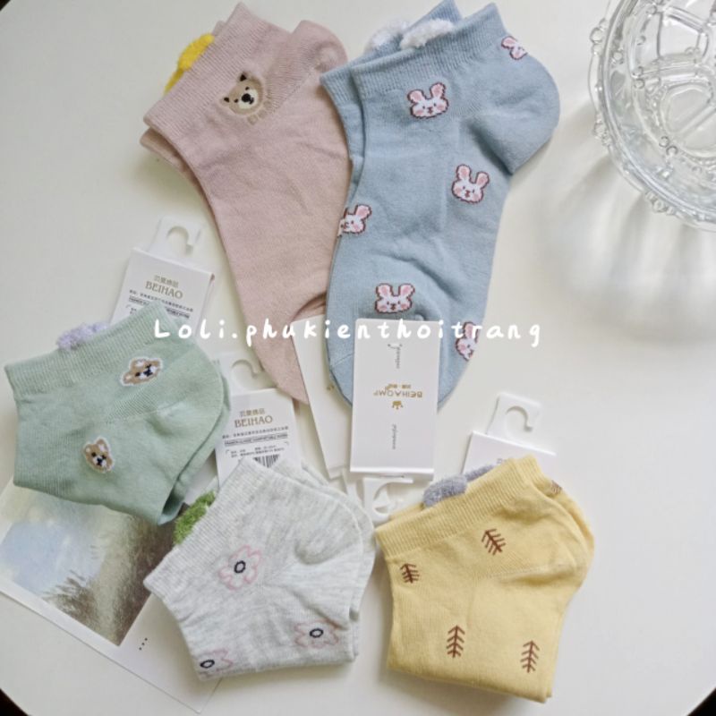 Tất Vớ Nữ Cổ Ngắn In Hình Dễ Thương Phong Cách Hàn Quốc Cho Nữ (TN022)