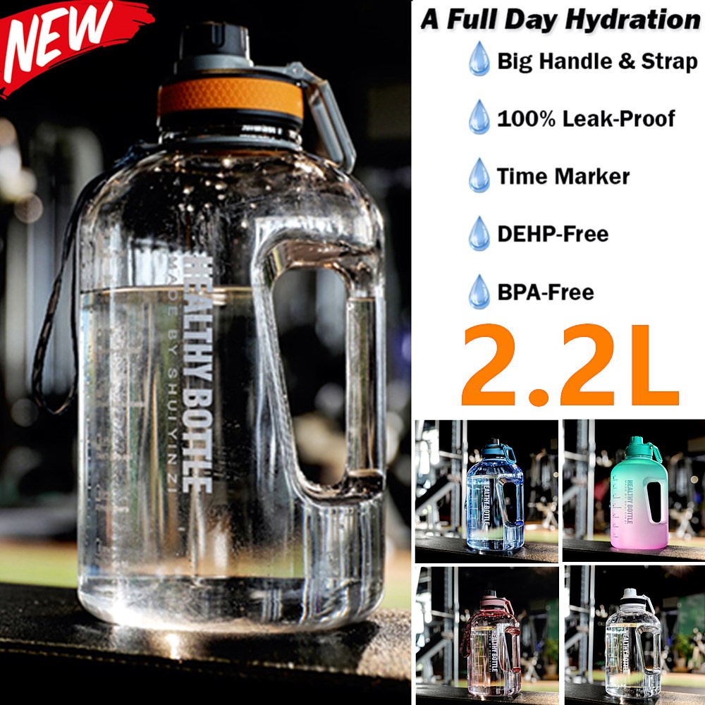Bình đựng nước không BPA dung tích lớn có thể nhắc nhở uống nước cho tập gym ngoài trời