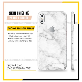 Miếng Dán Skin IPhone X/XS/XR/XS Max Họa Tiết Vân Đá Trắng |SK_IPHT18| Film Chính Hãng, Cắt CNC, Dán Kín Lưng Viền Máy