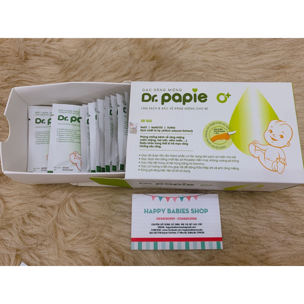 Gạc Rơ Lưỡi Dr.Papie Xỏ Ngón Hộp 30 Miếng