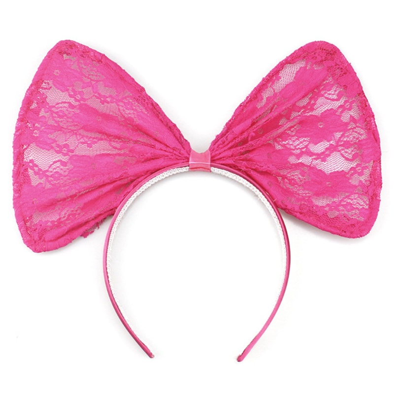 Băng Đô Cài Tóc Phối Nơ Ren Lưới Cỡ Lớn Thời Trang Cho Nữ