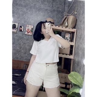 [ BIGSIZE ] Áo Thun Croptop Cổ Tim 65-90kg
