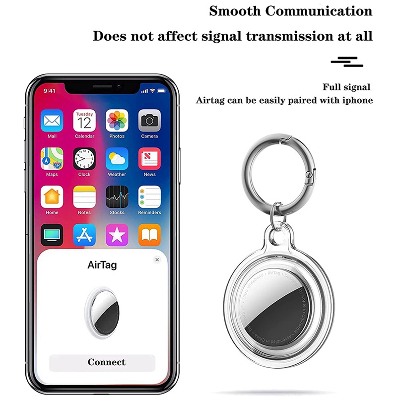 Set 4 Vỏ Bảo Vệ Hộp Sạc Tai Nghe Apple AirTag Bằng Silicon Có Móc Khóa Kèm Thẻ Tiện Dụng