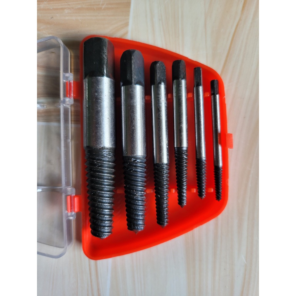 bộ 6 đầu vặn tháo vít gãy, mở ốc gãy từ 3mm - 22mm thép tốt không bị tà toét đầu
