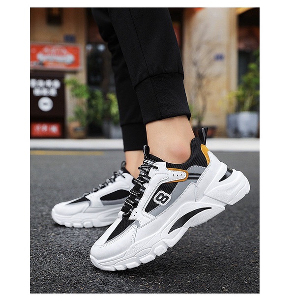 Giày sneaker thể thao nam Viền Số 8 Phản Quang Cao Cấp, đế êm, sang trọng
