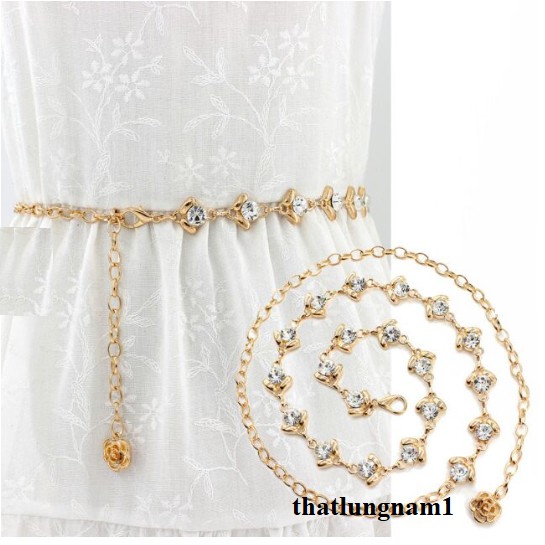 Belt đính đá XÍCH - Đai váy thời trang