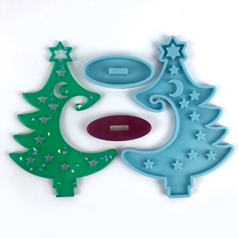 perfect Winter Tree Ring Holder Epoxy Resin Mold Assemble Christmas Tree Silicone Mould DIY Crafts Trinket Box Decorations Casting Tools