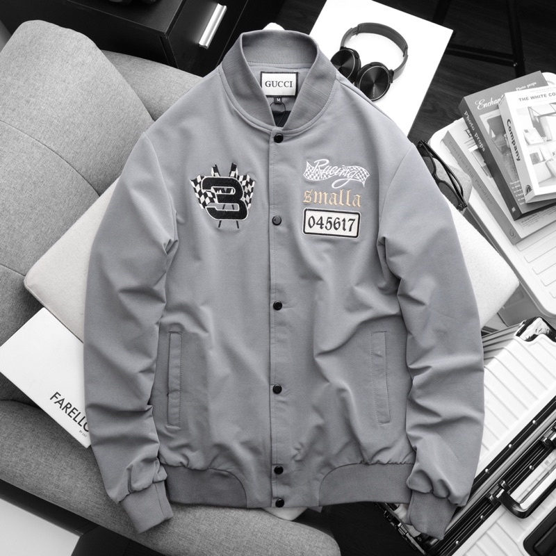 Áo khoác dù cao cấp G u cc i logo thêu form unisex