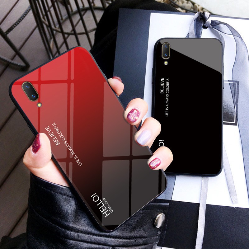Ốp điện thoại kính cường lực thời trang cho Vivo Y85 X23 V11 Pro Y79 V11i Y97 Y75 V7 Plus