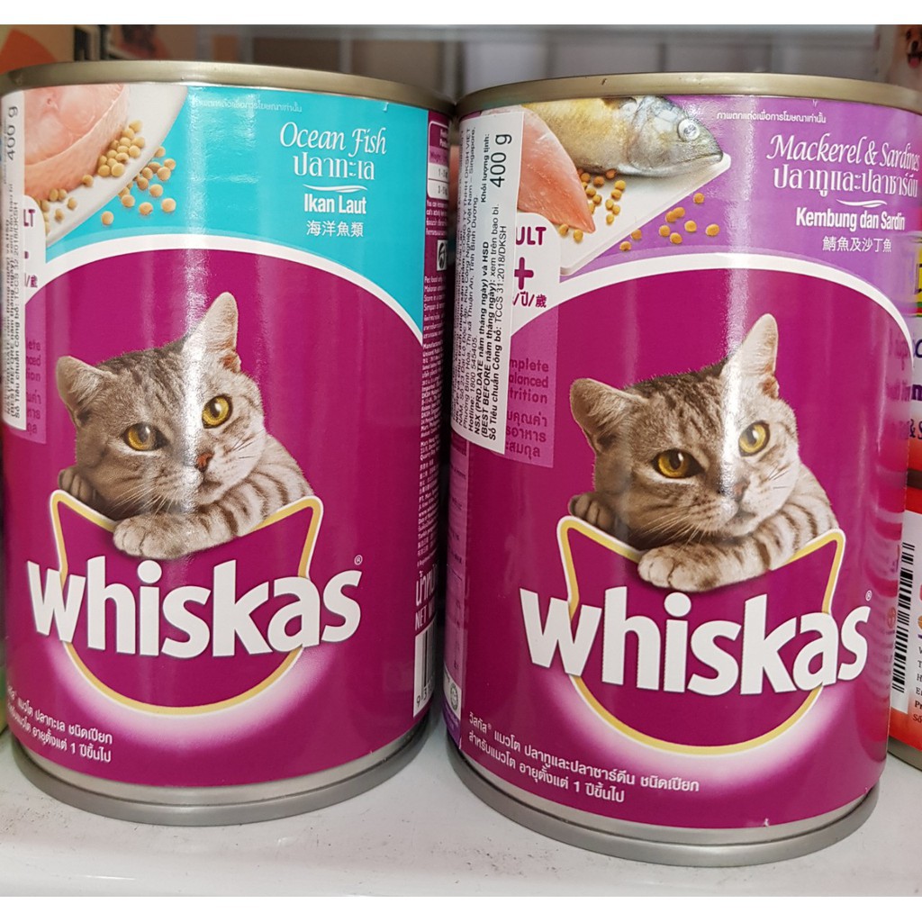 Thức ăn mèo Whiskas vị cá biển, cá ngừ lon 400g | pate lon Whiskas cho thú cưng